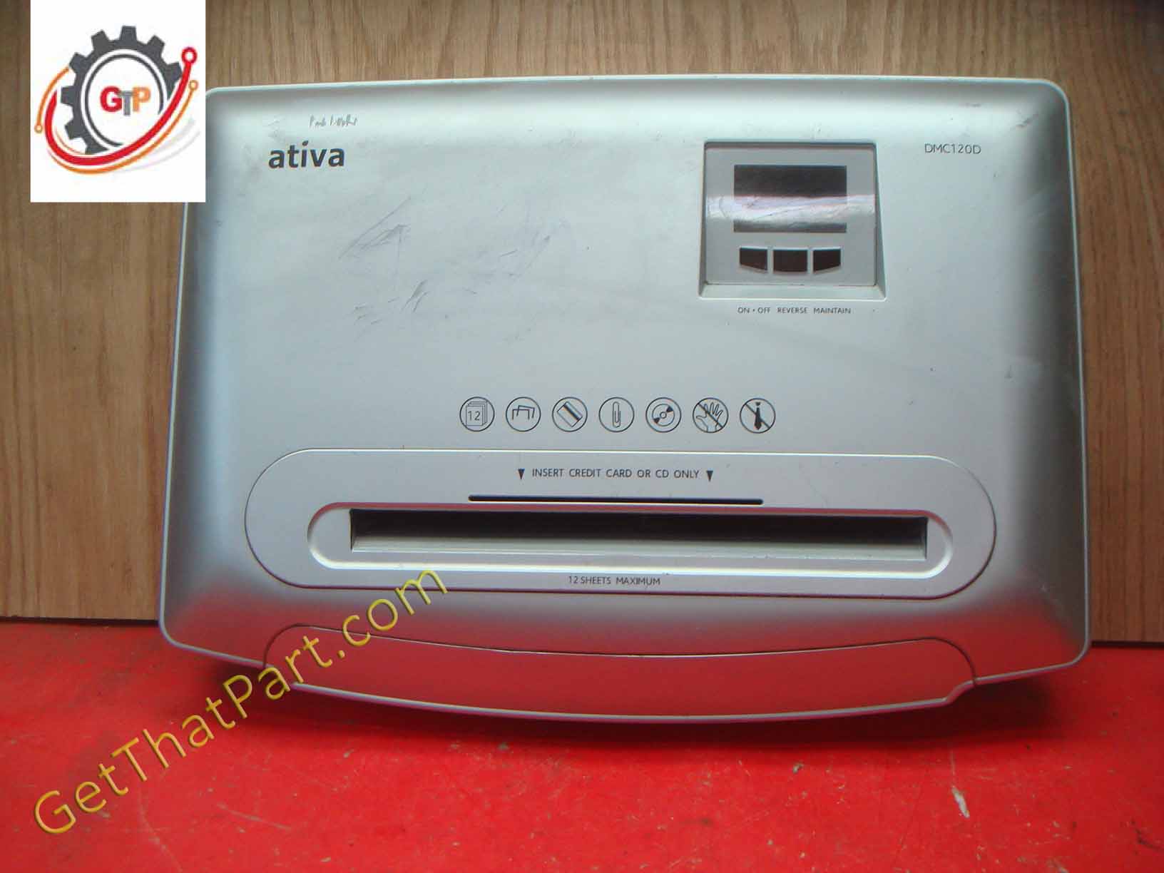 Ativa DMC120D Paper Shredder Complete Replacement Top Cover Assembly